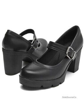 Chunky Low Block Heels Mary Jane Pumps Comfortable Work Wedding Dress Shoes